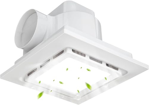 Ventilador de baño de 300 mm con luz LED, 130 CFM, 35 W | Ventilador extractor de baño silencioso, 1500 lm, luz 6000 K, fácil de instalar, ventana, techo, pared en el baño, inodoro