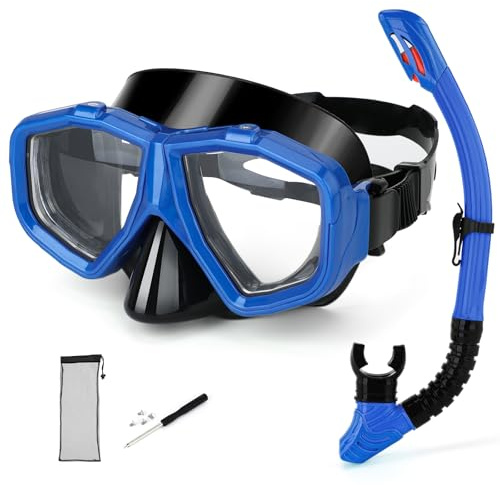 Attrezzatura da snorkeling intercambiabile per adulti e adolescenti con miopia, maschera subacquea anti-appannamento per snorkeling miopi e completamente asciutti in silicone per immersioni