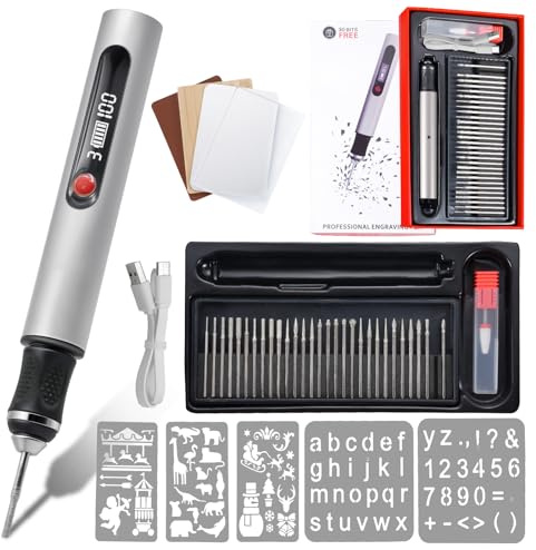 Elektrischer Gravierstift – USB Wiederaufladbarer Gravurstift mit 30 Bits, Tragbare Graviermaschine für Schmuck, Holz, Glas