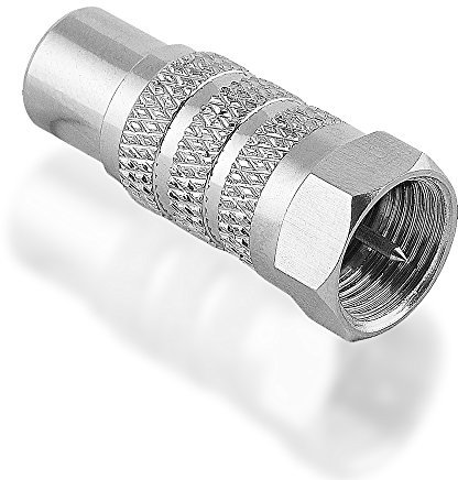 BestPlug Video SAT Adapter - Cinch Buchse weiblich auf F-Stecker männlich - LNB Koaxial Kupplung aus Metall für Satellit, Video und TV