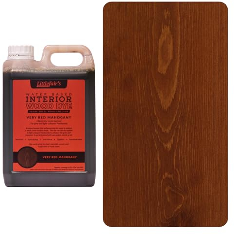 Littlefair's Holzlasur 2.5ltr - Holzlasur Innen - Holz Lasur Für Natürliche Holzmaserung - Wasserbasierte Wood Stain - Schnell Trocknend & Umweltfreundlich - Farbe: Sehr rotes Mahagoni