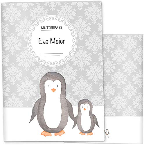OLGS Mutterpasshülle 3-teilig Black & White Pinguin, Hülle personalisierbar für Schwangerschaft