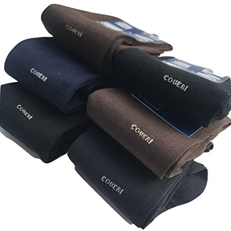 Enrico Coveri 3/6 paia calze lunghe Cotone Mercerizzato nero e assortito (6 paia 2 nero-2 blu-2 marroni)