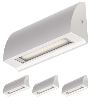 ledscom.de 4 Stück LED Wandleuchte/Treppenlicht SEGIN für außen, IP54, flach, Downlight matt, eckig, 3,8 W, 265lm, warmweiß