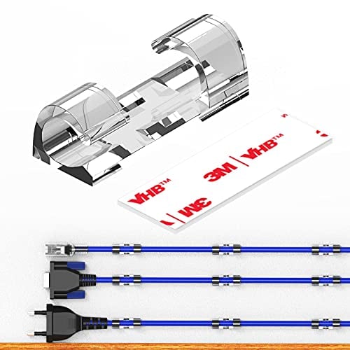 Kabelclips Kabelhalter, XIAOXI Vielzwecke Kabelführung Kabel Organizer Set mit Klebstoff Gesicherte Unterlage für Schreibtisch, Netzkabel, USB Ladekabel, Ladekabeln usw. - 20 Stück (Transparent)