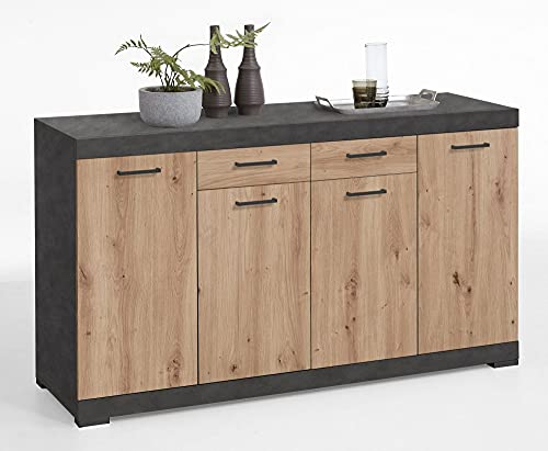 FMD 4020-404 Kommode Sideboard Bristol B/H/T Ca. 160x90x50 cm in Matera/Eiche Artisan