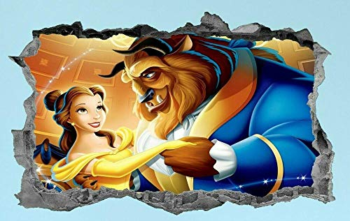 WandtattooDie Schöne und das Biest, Kinder, Aufkleber, Aufkleber, 3D, Schlafzimmer, Wandkunst, Wandbild-60 * 100CM