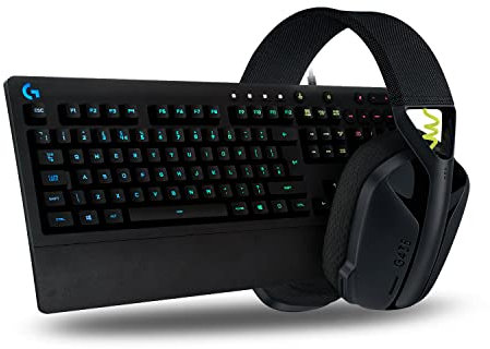 Logitech G213 Prodigy Gaming Keyboard, Black, with G435 LIGHTSPEED and Bluetooth Wireless Gaming Headset, QWERTY UK Layout - Black