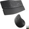 Logitech ERGO K860 Split Wireless Keyboard with wrist support and Lift Left Vertical Ergonomic Mouse, Left-handed, Bluetooth, USB receiver, Quiet, Windows/macOS/iPadOS, Laptop, PC, QWERTY UK - Grey