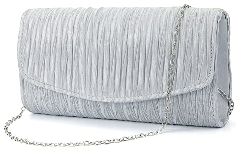 Right 20 Damen Clutch,Elegante Plissiert Kettentasche Handtasche Clutch Umschlag Crossbody Schultertasche Damen Glitzer Tasche Abendtasche Klein Umhängetasche