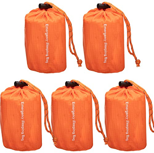 NovaMedic Emergency Sleeping Bag 5 Pack – 84x36 Thermal Mylar Survival Bivy Sack – Waterproof, Lightweight & Compact Emergency Blanket for Camping, Hiking, Outdoor Survival & Travel