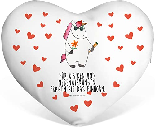 Mr. & Mrs. Panda Kuschelkissen Herz Einhorn Woodstock - Geschenk, Herzkissen, Dekokissen, Liebesbeweis Kissen, dekoartikel, Alkohol, Joint, Party, Sofakissen, Einhörner, Deko