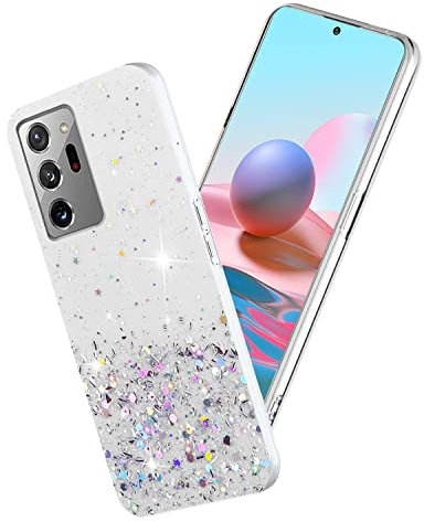para Funda Samsung Note 20 Ultra 5g Glitter Brillo Rosa, Lujo Brillante Carcasa Samsung Note 20 Ultra 5g Fundas Silicona Transparente Case Antiarañazos Fina (Transparent)