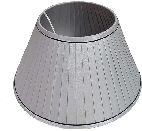 10 12 14 Pleated Style Fabric Table Lamp & Ceiling Coolie Light Shade (10 Inch, Grey (Black Ring))