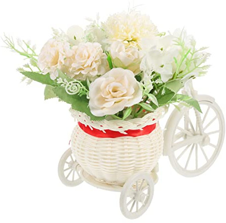 Abaodam Künstliche Hortensienrose Mini-blumentopf Mini-Fahrrad Topfhalter Für Künstliche Blumen Künstliche Blumenarrangements Kunstblumen in Vase Lila Weiß Seidentuch Haushalt
