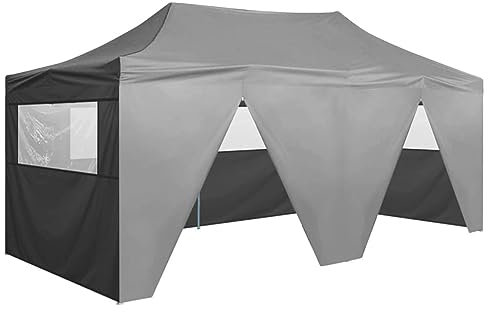 ARKEM Gazebo Pieghevole con 4 Pareti 3x6m Acciaio Antracite,Gazebo Pergola Con Telo Impermeabile Richiudibile E Struttura Rettangolare In Acciaio Inossidabile Ad Alta Densità, Per Arredo Giardino, Ter