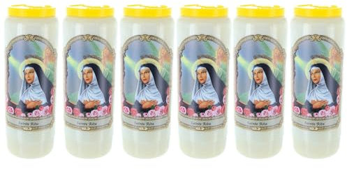 6 Kerzen Novene Saint Rita 17,5 cm – Kerze Novene – Christian Cult aus pflanzlichem Wachs