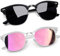 Joopin Demi Cercle Lunettes de Soleil Homme Polarisées Lunettes de Miroir Transparent Rose Noir Lunette de Soleil Rétro Classique pour Femme Classique UV400