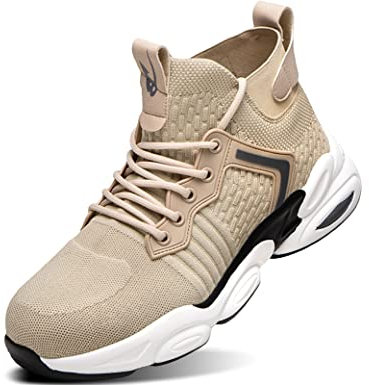 IYVW 782 A Chaussures de Sécurité Hommes Femme Légère Basket de Securite Respirant Chaussure de Travail Embout Acier Protection Confortable beige 40 EU