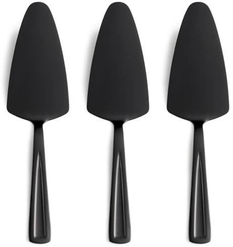 Black Pie Cake Server Set, GoGeiLi 9.3-inch Stainless Steel Dessert Server Spatula for Pizza, Pastry, Cheese, Set of 3, Dishwasher Safe