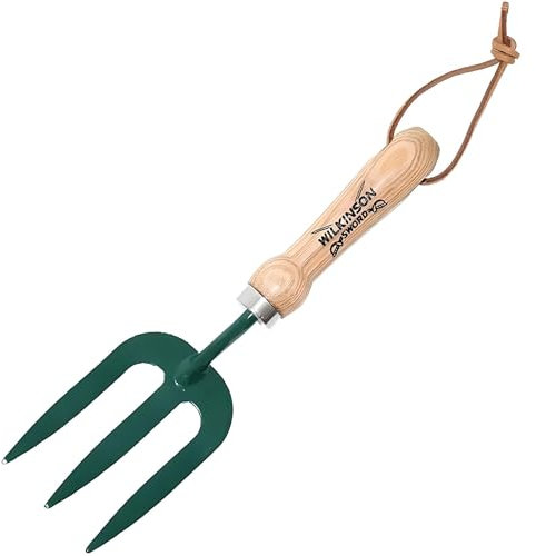 AMK® Wilkinson Sword Weeding Fork Wooden Handle For Garden Weeding Work on Flower Beds Removes Deep Roots Prevents Weeds Returning