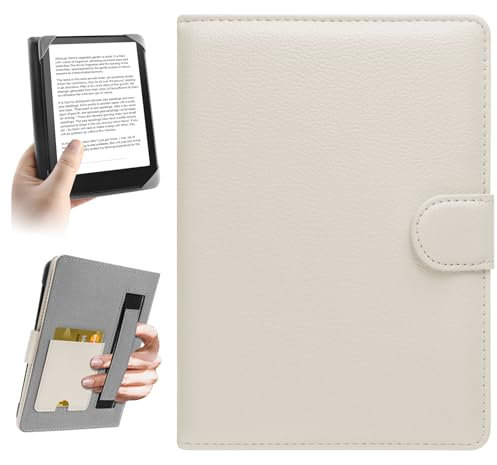 HoYiXi Universale Custodia per 6.8 pollice,7 pollice eReader Compatibilità Kindle Paperwhite/Kobo Clara HD/Kobo Clara 2E/PocketBook/Tolino/Sony 6”-6.8“ E-Book Reader Cover Case,Bianco