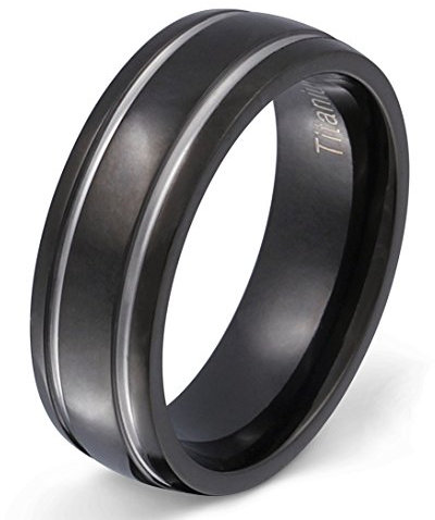 Ein schöner Titanring in Schwarz/Silber, Partnerring, Ehering mit gratis Lasergravur-66 (21,0)