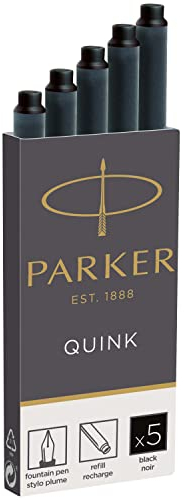 Parker Tintenpatronen für Füller | lange Patronen | schwarze QUINK Tinte | 5 Stück