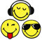 Catch the Patch Set Smiley 3tlg. COOL - (Größe: Ø 3,5 cm) Aufnäher, Bügelbilder, Aufbügler, Applikationen, Patches, Sticker zum Aufbügeln oder Aufnähen – für Kleidung, Taschen, Jacken