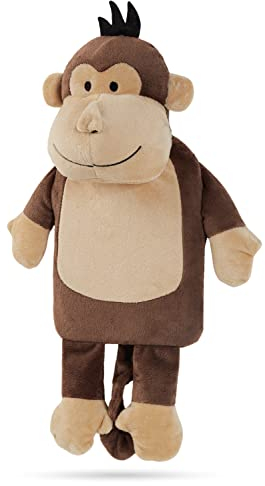 Hot Water Bottle with Sloth or Monkey Fleece Cover 1 Litre Capacity Natural Rubber Hot Water Bottle Plush Cute Animal Cover Cosy Gifts (Chocolate Monkey)