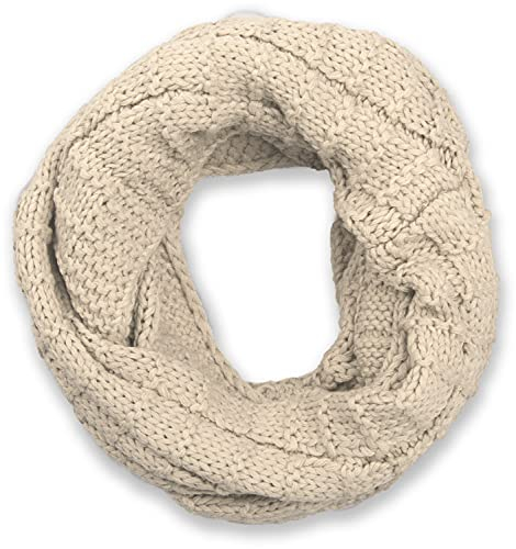styleBREAKER Unisex Strick Loop Schal kariert, Uni Feinstrick Schlauchschal, Winter Strickschal 01018154, Farbe:Beige