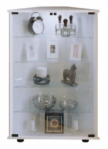 Glasvitrine stehend | Vitrine Glas mit ESG-Sicherheitsglas| Maße ca. H. 88 x B. 67 x T. 23 cm | Standvitrine Glas | Modern und platzsparend | Glas Vitrinenschrank – Vecko L