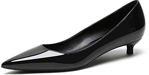 elashe Tacco Basso Scarpe con Tacco Donna 1.4 Tacchi a Punta Scarpe con Tacco Kitten Donna Nero EU42