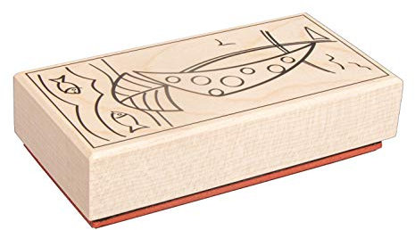 Rayher Stempel Holz Mit Jesus in einem Boot“, 5 x 10 cm, Holzstempel Kommunion/Konfirmation, zum Gestalten von Karten, Umschlägen, Geschenken, Butterer Stempel, 29218000, Weiß