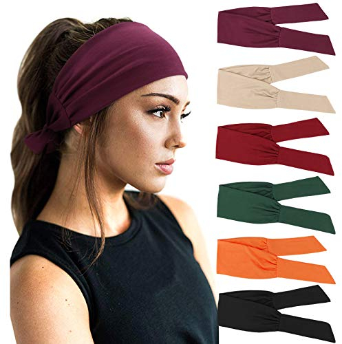 DRESHOW 6 Stück Damen Boho Stirnband Kopfband Haarband Gedruckt Stirnbänder Knoten Verdrehtes Elastische Kopf Wickeln Niedlich Haarschmuck für Mädchen