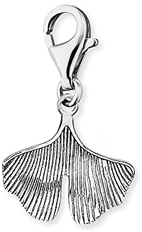 Engelsrufer Damen Charm Anhänger Ginkgo Blatt silber aus Sterling Silber - Karabinerverschluss - nickelfrei