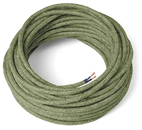 Amarcords - Cavo elettrico tessile colore ORIGANO tondo canapa 5 metri a 2 conduttori 2x075 - Filo rivestito in tessuto colorato vintage per lampade lampadari applique e abat jour.