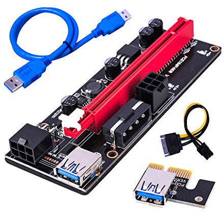 Centitenk PCI-E-Steckkarte 1X bis 16X GPU Extender Riser Adapter PCI-E 1X-Karte PCI-E USB 3.0 GPU-Adapter mit 6-Pin-Schnittstelle, Blau