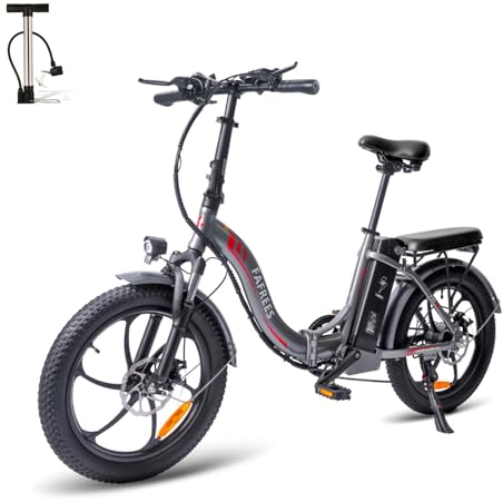 Fafrees F20, E Bike Klapprad 20 Zoll Fatbike, Elektrofahrrad 36V 16Ah Akku, City E-Bike Herren Damen 250W 25km/h, E-Fahrrad Klappbares, Grau
