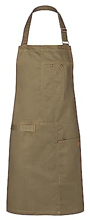 Karlowsky LS 29 PASSION Latzschürze URBAN CASUAL-STYLE mit Bändern, 100% Baumwolle, Einheitsgröße, 80cm Länge, 68cm Breite, Khaki