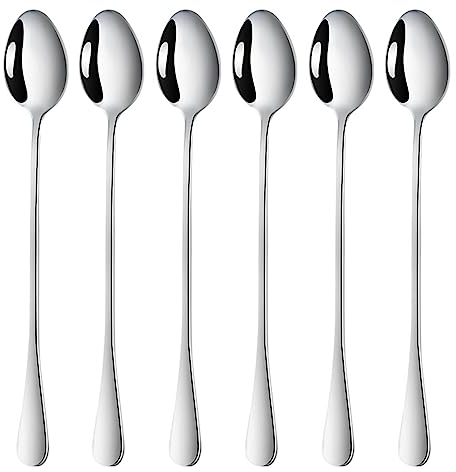 DoubleS Lange Latte Macchiato Löffel Set, 6 - teilig Edelstahl Eislöffel Rührlöffel für kaffee Tee Milchshakes Cocktails Dessert, Perfekt für Eisbecher & Getränke spülmaschinengeeignet