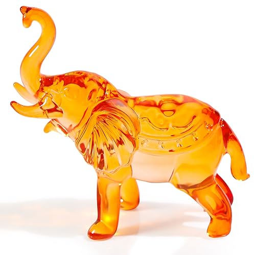 YWHL Bernstein-Kristall-Elefanten-Figur, Geschenke für Frauen, handgefertigte Glasstatue, Dekoration, Geschenk für Elefantenliebhaber, Kunstkristall, Tierfiguren, Sammlerstück für Heimdekoration