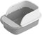 Cat Litter Box, Pets Supplies, High Sided Cat Sand Box, Container Bedpan with Scooper, Easy to Clean Litter Tray for Small, Medium Cats Rabbit, Gray