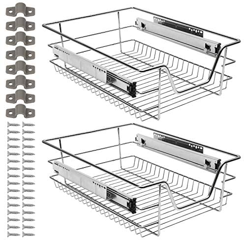 Eulenke 2 Stück 40cm Küchenschublade Küchen Teleskopschublade, Küchenschrank mit Schienensystem, vielfältiger Küchenauszug Schrankauszug, Einsatz Schlafzimmerschublade, Einbauschublade, Korbauszug