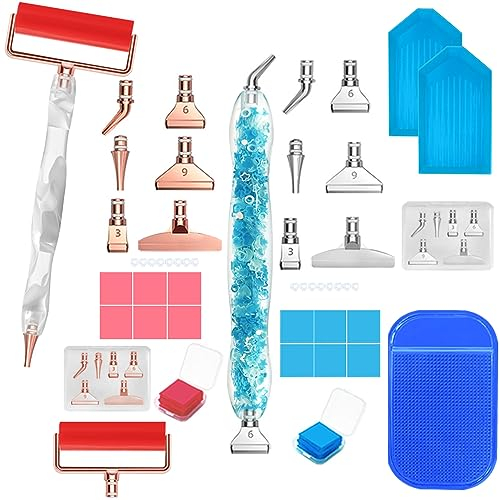 Senhai Diamond Painting Zubehör, Diamond Painting Stift, Edelstahlspitzen, Diamond Painting Schiffchen, Werkzeuge für DIY-Malerei, Handwerk (Rose und Blau), 2 Stück