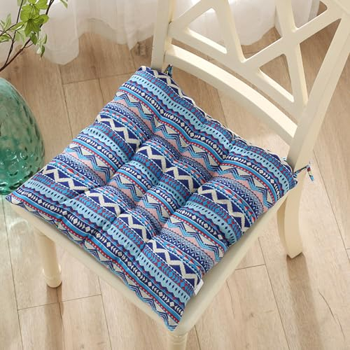Hixingo 2er Set Stuhlkissen, Sitzkissen Stuhl, Stuhlkissen 40x40, Vielzahl von Motiven Sitzkissen Bank, Sitzunterlage Outdoor & Innen, Sitzauflagen Chair Cushion für Wohnzimmer (40cm,Blaue Bohemia)