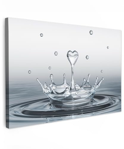 MuchoWow© Leinwand Bilder Groß 120x80 cm XXL Wanddeko Wohnzimmer Aesthetic Room Decor Deko Zimmer Wandbilder Moderne Bild auf Leinwand Abstrakt - Modern - Wasser - Herz