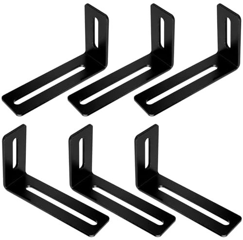 Riceel Verstellbare Befestigungswinkel mit 2 Langlöchern, 6 Stk 90 Grad Halterungen, Rechtwinklige, L-förmige Möbel Eckwinkel, Winkelverbinder, (101+60) x30mm/Dicke 3 mm, Schwarz, Eisen