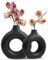 QUTHZZHY Vasen 2er-Pack Stück Schwarze Keramikvase Heimdekoration Runde Keramikvase Runde Matte Vase Donut-Keramikvase für Zuhause/Hochzeit/Party/Tisch