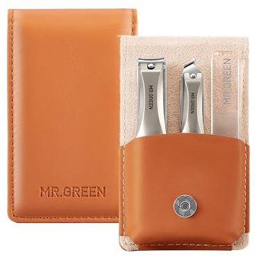 MR.GREEN 3pcs Nagelknipser Set, Nagelset mit Nagelfeile, Anti-Spritz-Nagelknipser mit Auffangvorrichtung, professionelle Finger& Zehennagelknipser mit exquisiter Ledertasche für Männer & Frauen